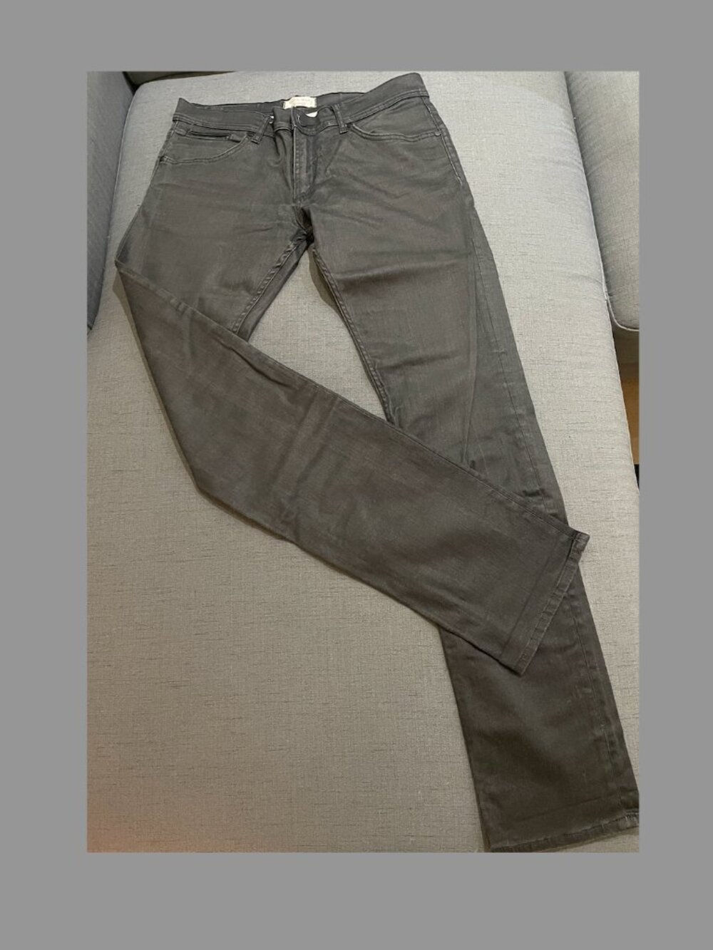 Zara Man ZM Black Slim Fit Jeans Men's SZ 32 Moto Pocket Detail Straight Glossy